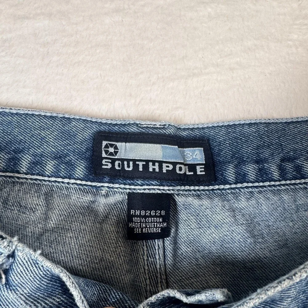 Vintage Southpole baggy jorts Shorts Mens 34 Blue embroidered Carpenter Relaxed